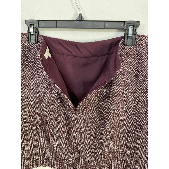 LOFT Purple Tweed Wool Blend A-Line Skirt Size 6 Small Exposed Zipper Pockets - Picture 5 of 8